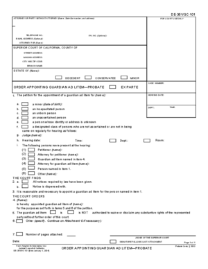 Thumbnail of California Form Order Appointing Guardian Ad Litem—probate
