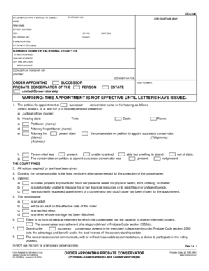Thumbnail of California Form Order Appointing Probate Conservator