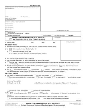 Thumbnail of California Form Order Confirming Sale Of Real Property