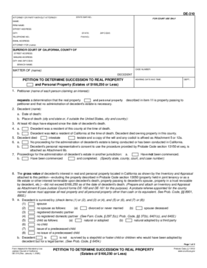 Thumbnail of California Form Petition To Determine Succession To Real Property (Estates Of $166,250 Or Less)