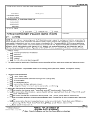 Thumbnail of California Form Petition For Appointment Of Guardian Ad Litem—probate