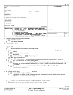 Thumbnail of California Form Petition For Probate