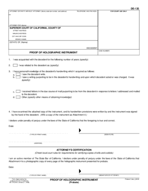 Thumbnail of California Form Proof Of Holographic Instrument