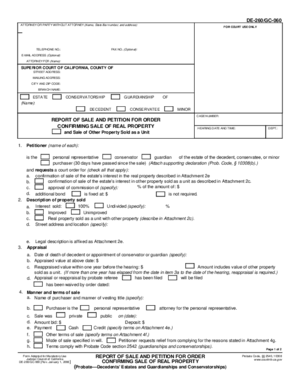 Thumbnail of California Form Report Of Sale And Petition For Order Confirming Sale Of Real Property