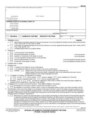 Thumbnail of California Form Spousal Or Domestic Partner Property Petition (Probate—decedents Estates)