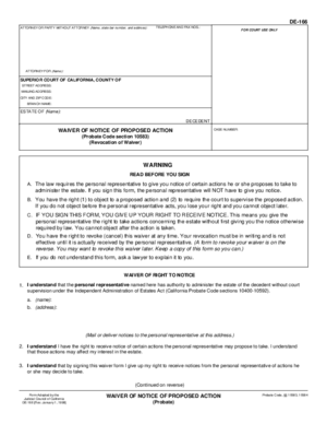 Thumbnail of California Form Waiver Of Notice Of Proposed Action
