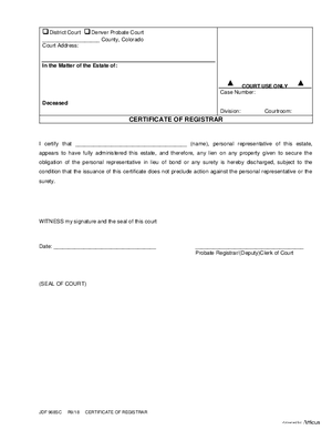 Thumbnail of Colorado Form Certificate Of Registrar
