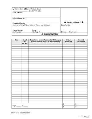 Thumbnail of Colorado Form Check Register