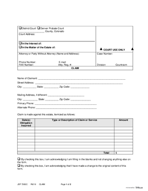 Thumbnail of Colorado Form Claim