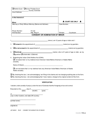 Thumbnail of Colorado Form Consent Or Nomination Of Minor