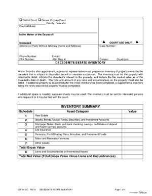 Thumbnail of Colorado Form Decedent's Estate Inventory