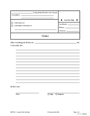Thumbnail of Colorado Form General Order (Probate)