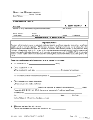 Thumbnail of Colorado Form Information Of Appointment