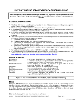Thumbnail of Colorado Form Instructions For Appointment Of Guardian