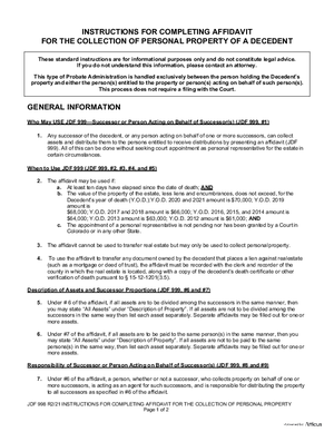 Thumbnail of Colorado Form Instructions For Completing Affidavit For The Collection Of Personal Property