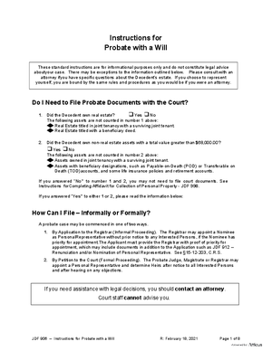 Thumbnail of Colorado Form Instructions For Probate With A Will