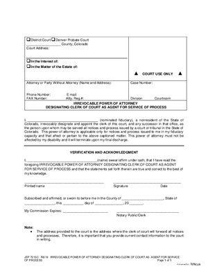 Thumbnail of Colorado Form Irrevocable Power Of Attorney