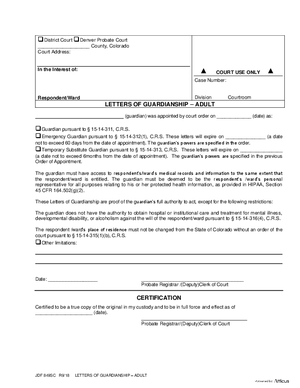Thumbnail of Colorado Form Letters Of Guardianship