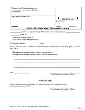 Thumbnail of Colorado Form Letters Testamentary/of Administration