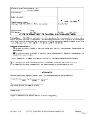 Thumbnail of Colorado Form Notice Of Appointment Of Guardian And/or Conservator