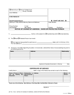 Thumbnail of Colorado Form Notice Of Change Of Address