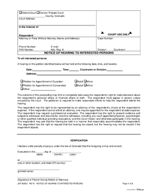 Thumbnail of Colorado Form Notice Of Hearing To Interested Persons