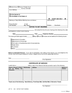 Thumbnail of Colorado Form Notice To Set Hearing