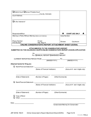 Thumbnail of Colorado Form Online Conservator's Report Attachment Sheet (Ocra)