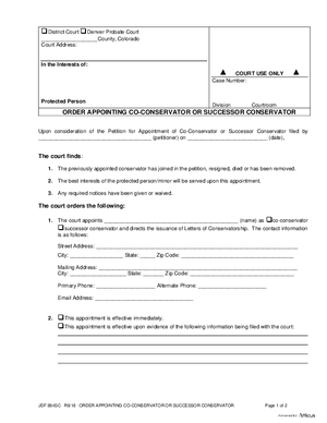 Thumbnail of Colorado Form Order Appointing Co-conservator Or Successor Conservator