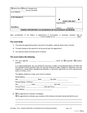 Thumbnail of Colorado Form Order Appointing Co-guardian Or Successor Guardian