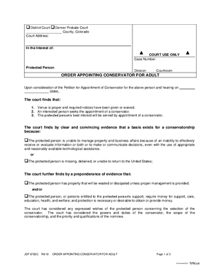 Thumbnail of Colorado Form Order Appointing Conservator For Adult