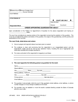 Thumbnail of Colorado Form Order Appointing Guardian For Adult