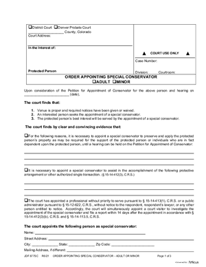 Thumbnail of Colorado Form Order Appointing Special Conservator