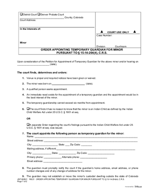 Thumbnail of Colorado Form Order Appointing Temporary Guardian For Minor