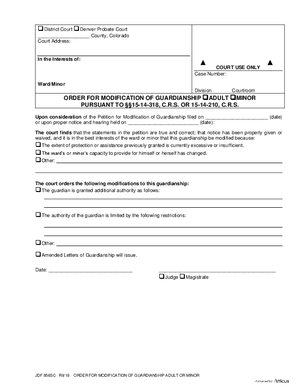 Thumbnail of Colorado Form Order For Modification Of Guardianship