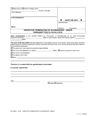 Thumbnail of Colorado Form Order For Termination Of Guardianship