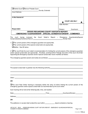 Thumbnail of Colorado Form Order Re Court Visitor's Report