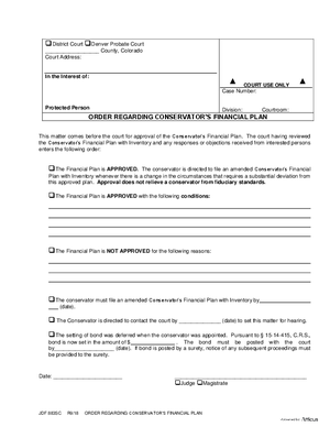 Thumbnail of Colorado Form Order Regarding Conservator's Financial Plan