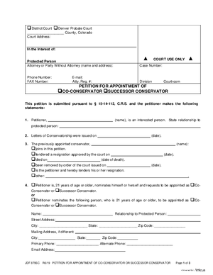 Thumbnail of Colorado Form Petition For Appointment Of Co-conservator Or Successor Conservator