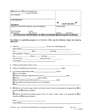 Thumbnail of Colorado Form Petition For Appointment Of Co-guardian Or Successor Guardian