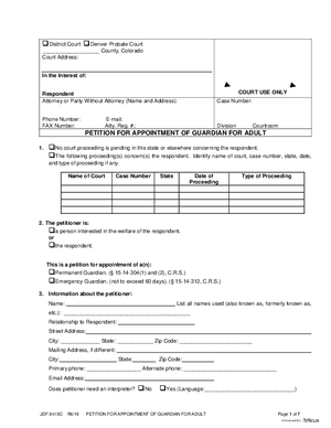 Thumbnail of Colorado Form Petition For Appointment Of Guardian For Adult