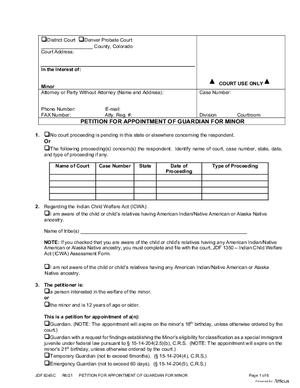 Thumbnail of Colorado Form Petition For Appointment Of Guardian For Minor