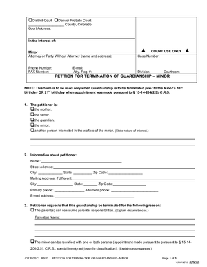 Thumbnail of Colorado Form Petition For Termination Of Guardianship