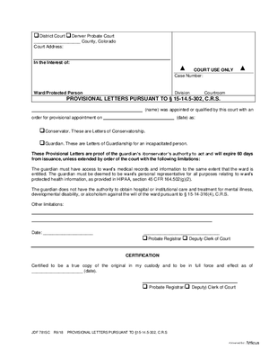 Thumbnail of Colorado Form Provisional Letters