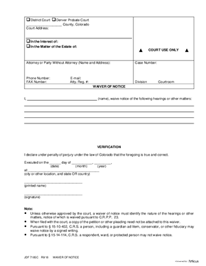 Thumbnail of Colorado Form Waiver Of Notice