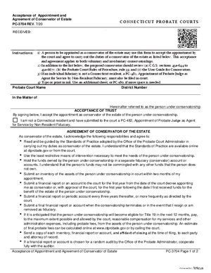 Thumbnail of Connecticut Form Acceptance Of Appointment And Agreement Of Conservator Of Estate (Rev. 7/20)