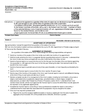 Thumbnail of Connecticut Form Acceptance Of Appointment And Agreement Of Guardian Of Estate Of A Minor (Rev. 7/20)