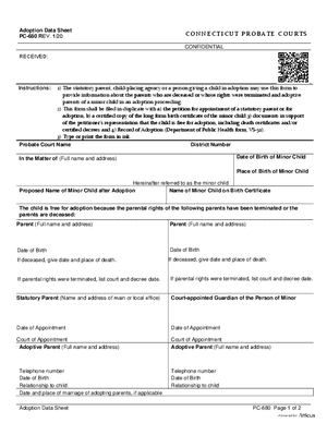 Thumbnail of Connecticut Form Adoption Data Sheet (Rev. 1/20)