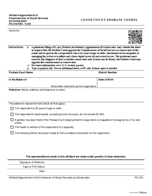 Thumbnail of Connecticut Form Affidavit/appointment Of Commissioner Of Social Services As Conservator (Rev. 10/20)