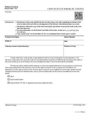 Thumbnail of Connecticut Form Affidavit Of Closing Of Decedent's Estate (Rev. 7/20)